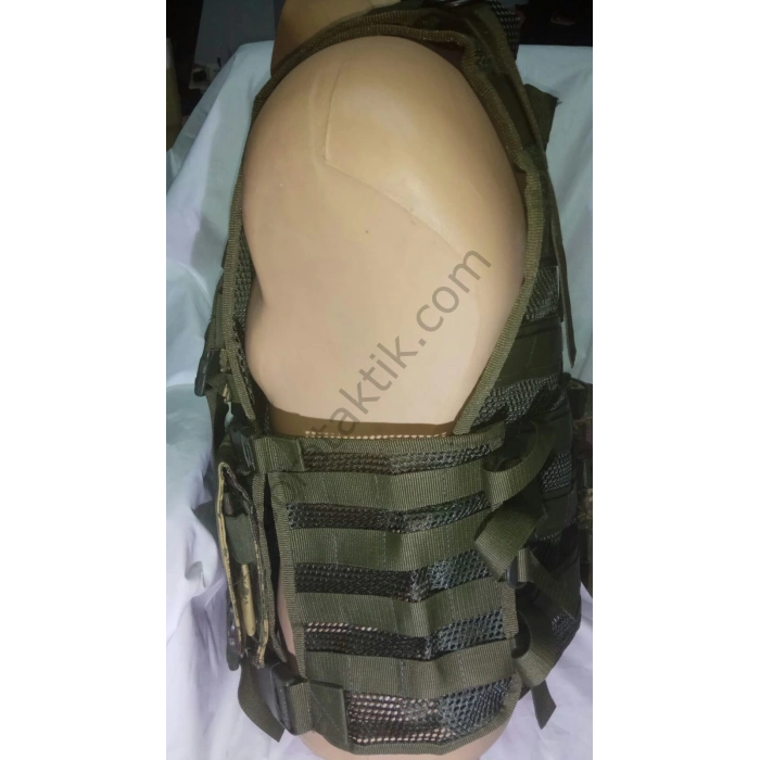 G3 HK Fermuarlı Hücum Yeleği Kamoflaj Haki Fileli (Plakalıklı)
