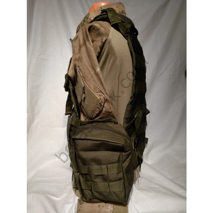 G3 HK Hücum Yeleği Haki Fileli Çantalı (Plakalıklı)