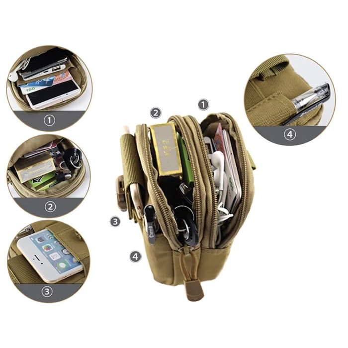 Göğüs CEBİ Fermuarlı ,Göğüs Çantası Fermuarlı, Molle Bag,Military tactical molle belt pouch