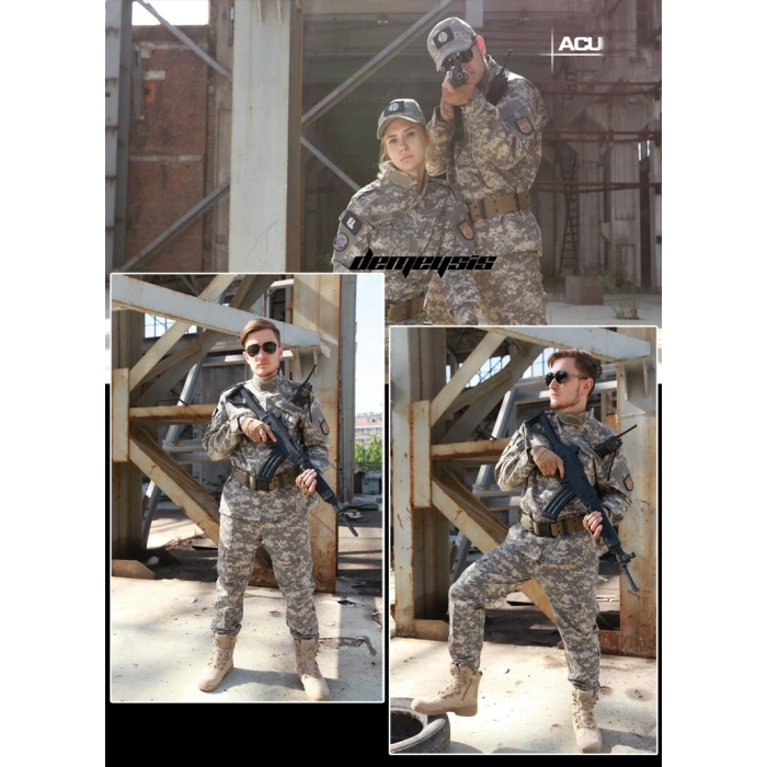 Gri Beyaz Piksel Kamuflaj Askeri Uniforma İthal Yazlık