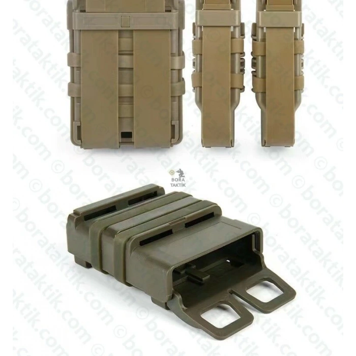 Hızlı 5.56 Desert Şarjör Cebi + 2x 9mm Şarjör Cebi Plastik Fast Mag Pouch