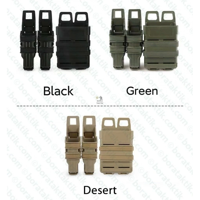 Hızlı 5.56 Haki Yeşil Şarjör Cebi +2x 9mm Şarjör Cebi Plastik Fast Mag Pouch