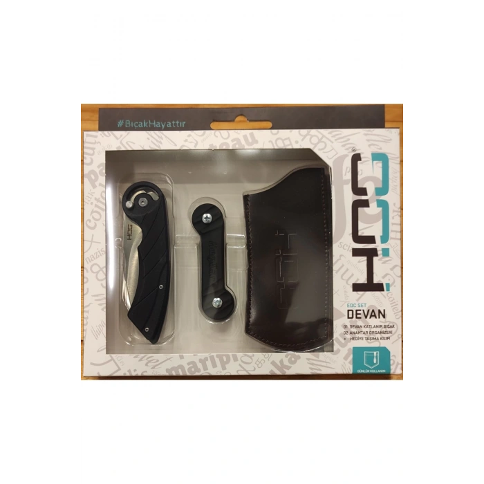 HOG DEVAN ÇAKI + ANAHTARLIK + KILIF EDC LİSANSLI SET (SİYAH-MAVİ-GRİ)