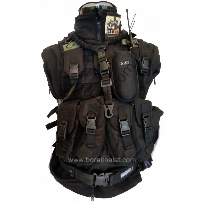 Hücum Yeleği 4lü Fileli Siyah (Plakalıklı)