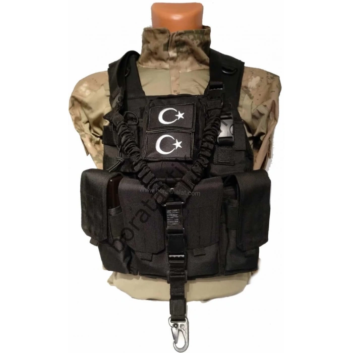 Hücum Yeleği Siyah Göbek Üstü 7,62 5,56 (Plakalıklı)