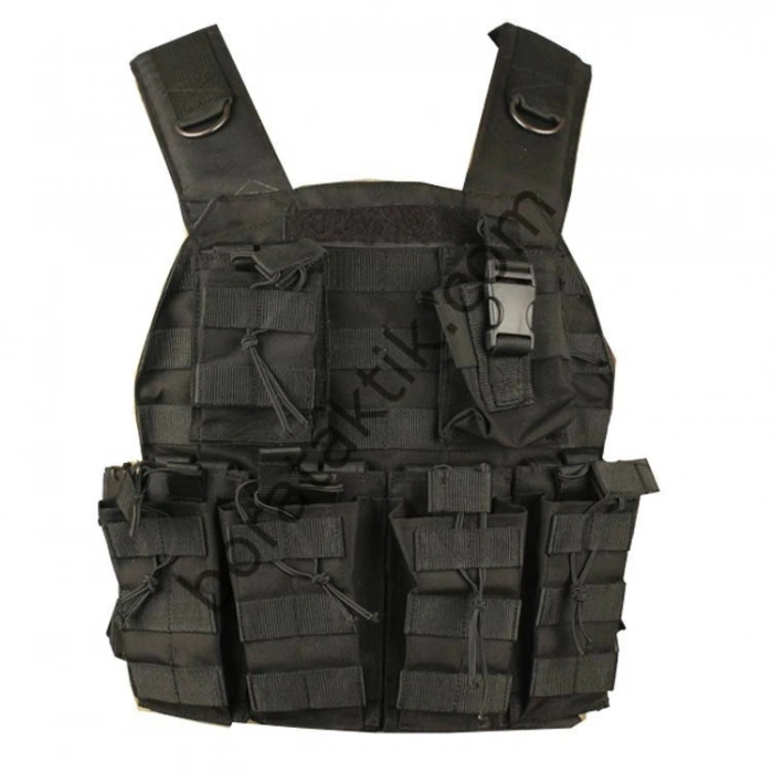 Hücum Yeleği Siyah Sig Ak47 Göbek Üstü (Plakalıklı)