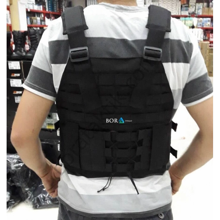 Hücum Yeleği Siyah Sig Ak47 Göbek Üstü (Plakalıklı)