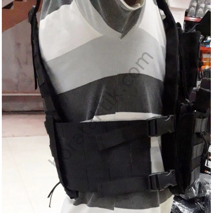 Hücum Yeleği Siyah Sig Ak47 Göbek Üstü (Plakalıklı)