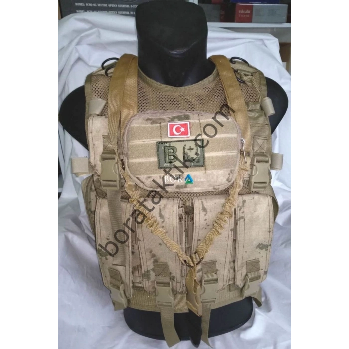 Jandarma YeniTip HK G3 Hücum Yeleği 5li Göğüs Çantalı (Plakalıklı)