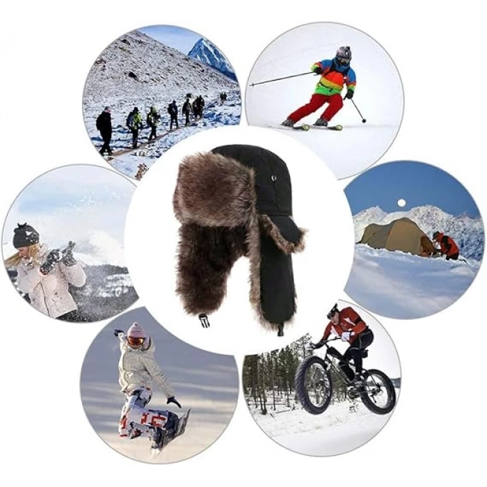 Kaliteli Kulaklıklı İçi Kürklü Erkek Kürk Şapka İçi Dışı Deri