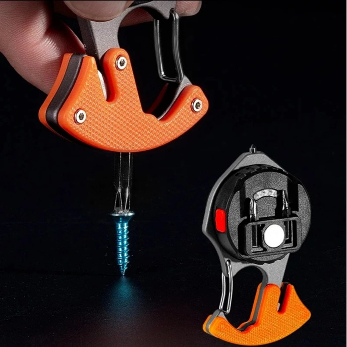 Karabina FENER Şarjlı Ultra Güçlü Led 12 Mod Kamp Fener Çakmak Tornavida Bıçak Type-c 600 LÜMEN