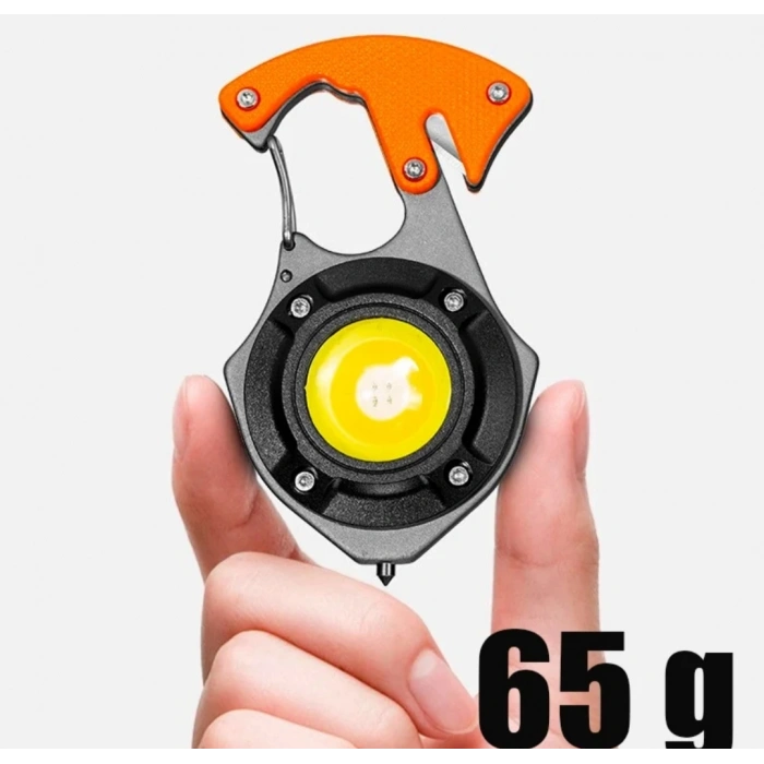 Karabina FENER Şarjlı Ultra Güçlü Led 12 Mod Kamp Fener Çakmak Tornavida Bıçak Type-c 600 LÜMEN