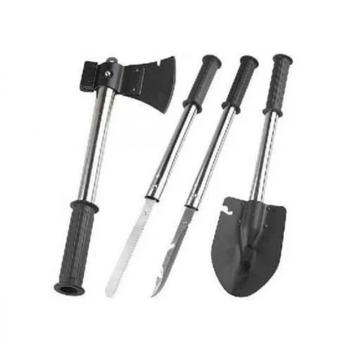 Katlanır Portatif ÇOK AMAÇLI KAMP KÜREĞİ SETİ BALTA BIÇAK TESTERE KÜREK 5 Parça