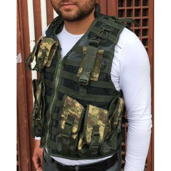 Keleş Hücum Yeleği 6 Lı Fileli Fermuarlı (Plakalıklı)