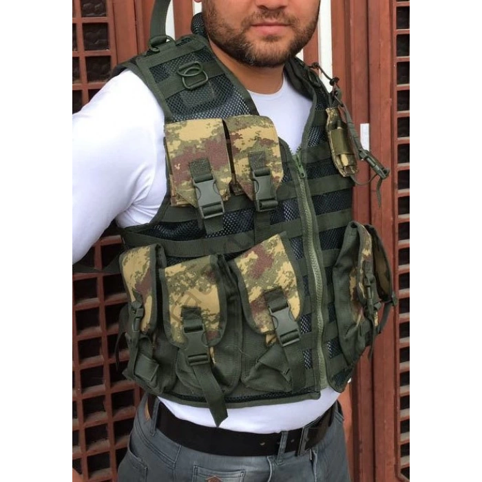 Keleş Hücum Yeleği 6 Lı Fileli Fermuarlı (Plakalıklı)