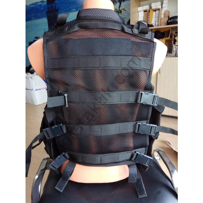 Keleş Hücum Yeleği 6 Lı Fileli Fermuarlı Siyah (Plakalıklı)