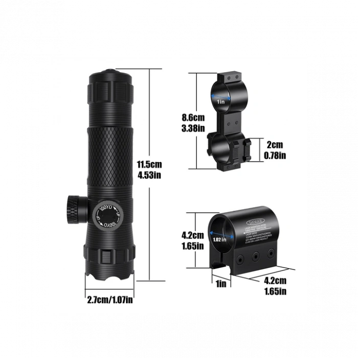 Kırmızı Tüfek Lazeri Şarjlı Kablolu,Ayarlanabilir Namluya Monte Edilebilir Tüfek Lazeri