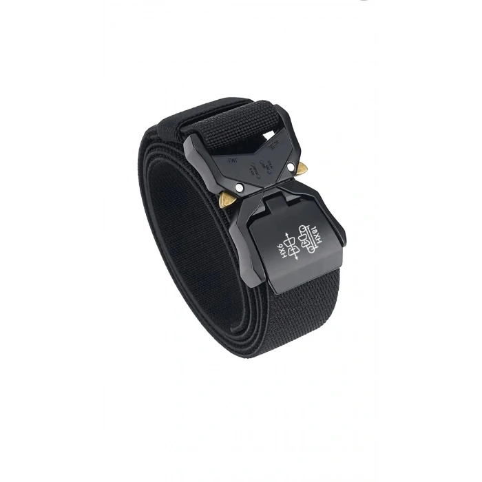 Kobra Çelik Tokalı Siyah Taktik Kemer