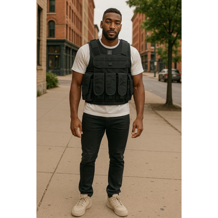 KURŞUN Geçirmez Özel Güvenlik Yeleği Siyah ,Şarjörlüklü BALİSTİK YELEK SEVİYE 3a Model3