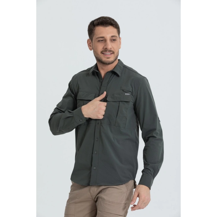 Likralı Olimpos TAKTİK KORUMA GÖMLEĞİ Outdoor Gömlek Cascades Explorer Haki