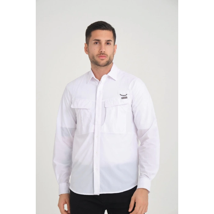 Likralı Olimpos TAKTİK KORUMA GÖMLEĞİ Outdoor Gömlek Cascades Explorer Beyaz