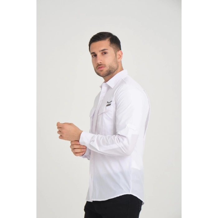 Likralı Olimpos TAKTİK KORUMA GÖMLEĞİ Outdoor Gömlek Cascades Explorer Beyaz