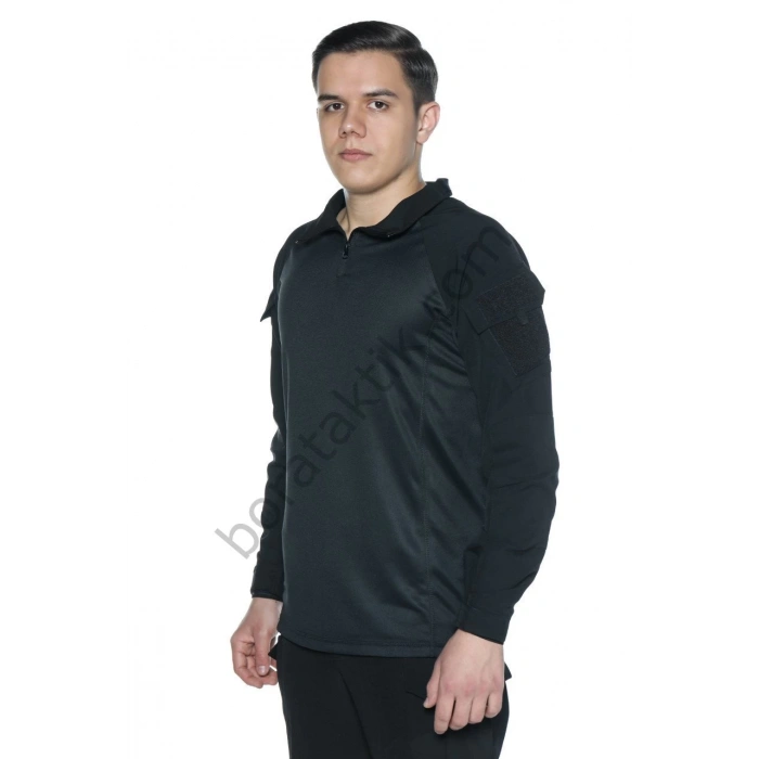 LİKRALI SİYAH UZUNKOL OPERASYON TİŞÖRTÜ Singlesword