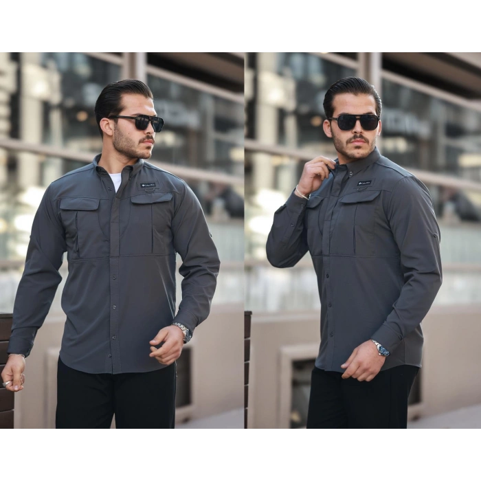 Likralı TAKTİK KORUMA GÖMLEĞİ Antrasit Olimpos kumaş Outdoor Gömlek