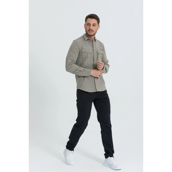 Likralı TAKTİK KORUMA GÖMLEĞİ Bej Olimpos kumaş Outdoor Gömlek