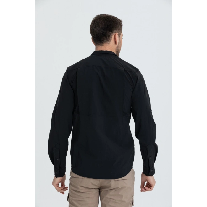 Likralı TAKTİK KORUMA GÖMLEĞİ Siyah Olimpos kumaş Outdoor Gömlek