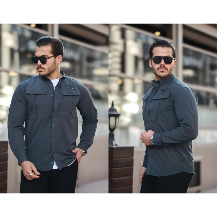 Likralı TAKTİK KORUMA GÖMLEĞİ Füme Olimpos kumaş Outdoor Gömlek