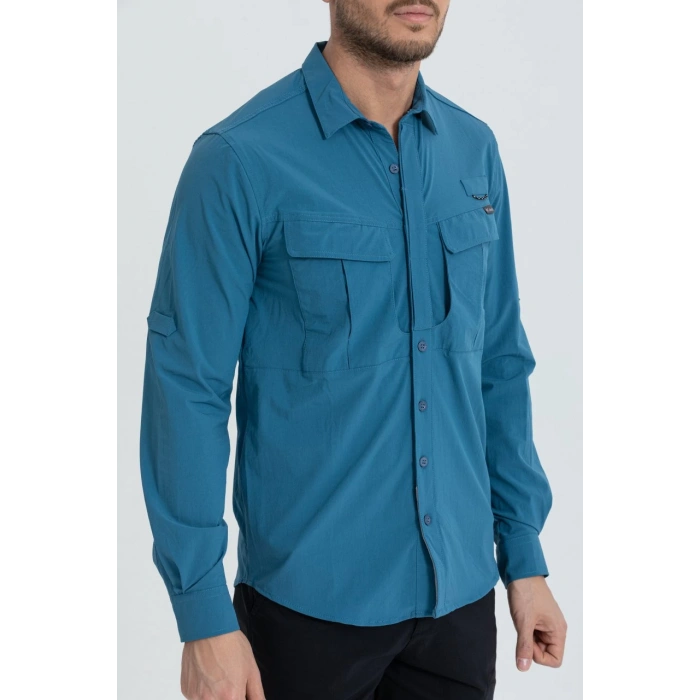 Likralı Olimpos TAKTİK KORUMA GÖMLEĞİ Outdoor Gömlek Cascades Explorer Turkuaz