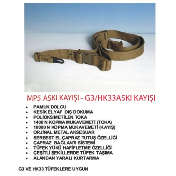 Mp5 Askı Kayışı orjinal Kalın Kolon Klipsli Model