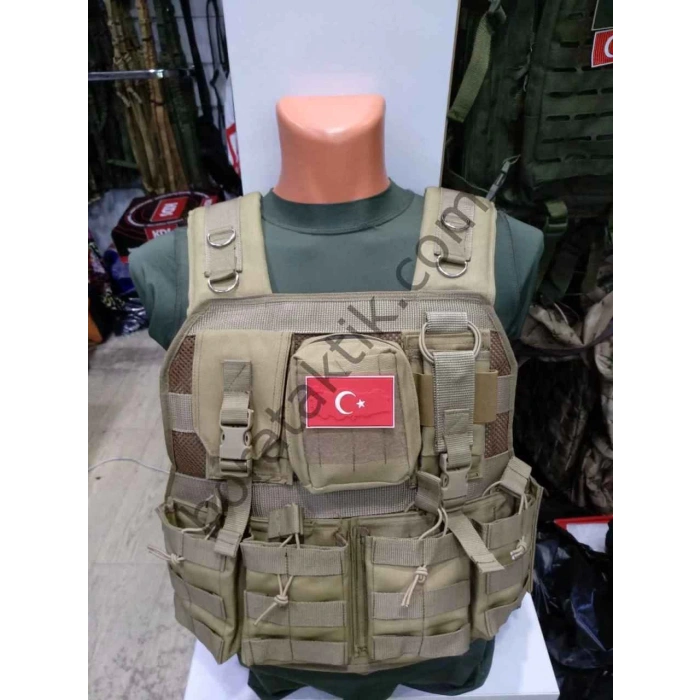 MPT-HK-G3 Çöl Sarı Hücum Yeleği Fileli (Plakalıklı) Yeni