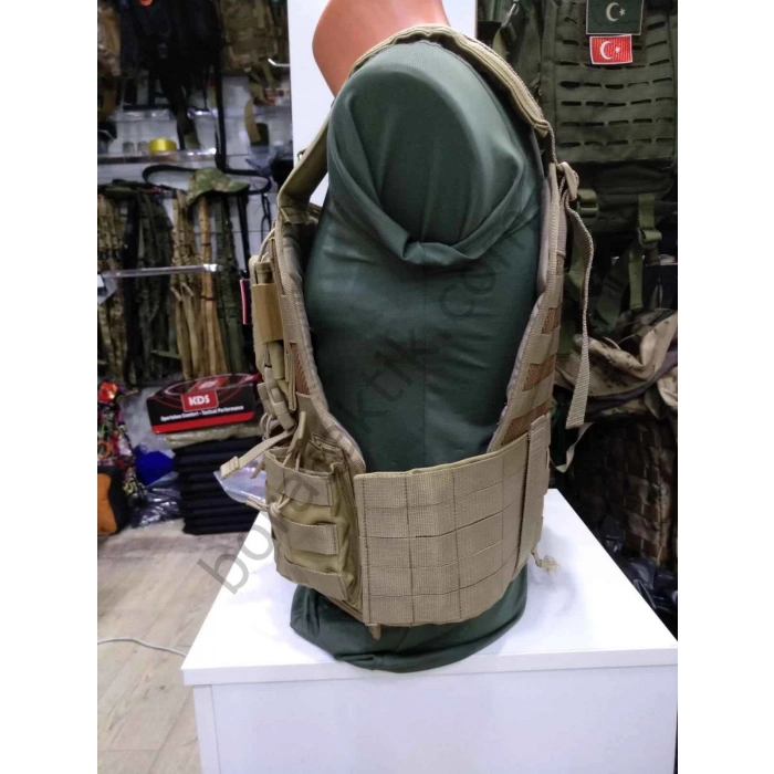 MPT-HK-G3 Çöl Sarı Hücum Yeleği Fileli (Plakalıklı) Yeni