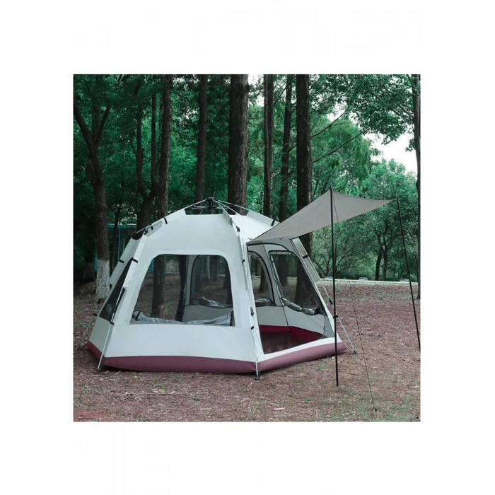 Newdaki Altıgen Tenteli Tam Otomatik 8-10 Kişilik Kamp Çadırı Dayanıklı Su Geçirmez Kalın Kumaş 280X280X160