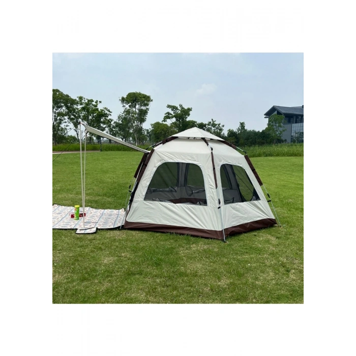 Newdaki Altıgen Tenteli Tam Otomatik 8-10 Kişilik Kamp Çadırı Dayanıklı Su Geçirmez Kalın Kumaş 280X280X160