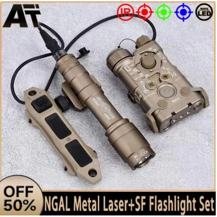 NGAL -Metal Kasa LAZERLİ FENER + M600C TÜFEK FENERİ IR YEŞİL LAZER Airsoft SET
