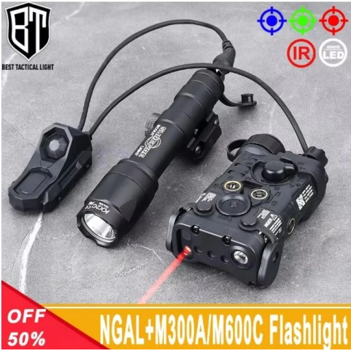 NGAL -PLASTİK KASA Kırmızı Lazer + Tüfek Feneri 22mm Wadsn Metal M300W Strobe Scoutlight M600W TÜFEK Feneri, Silah feneri Airsoft Kablolu Metal fener 22 mm ray için