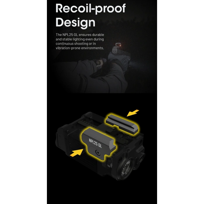 Nitecore NPL25 GL Yeşil Lazerli Tabanca Feneri