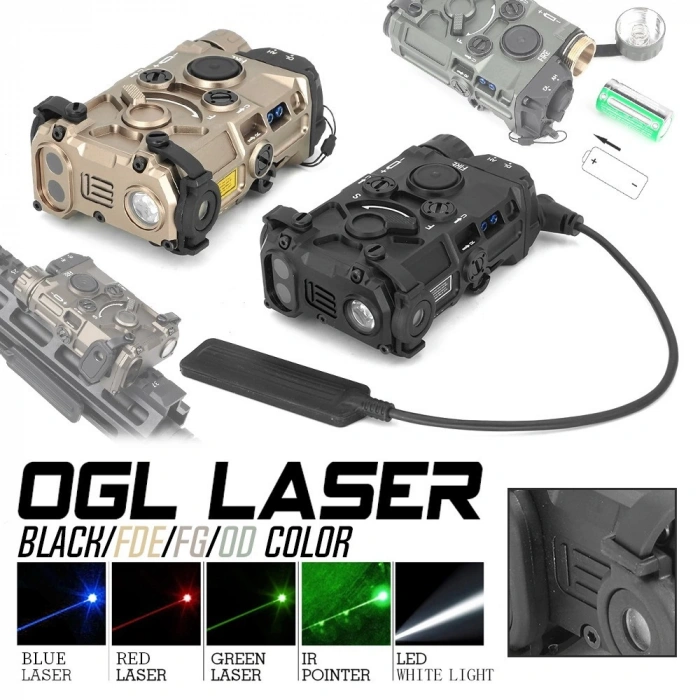 OGL EOTECH REPLICA METAL LASER + FLASHLIGHT WIRED CHARGEABLE BATTERY, Tactical OGL Laser Sight for Airsoft Lazer Pointer Made of Metal CNC