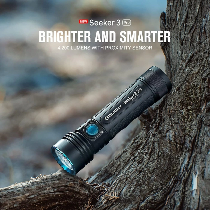 OLIGHT Seeker 3 Pro LED el feneri, 4200 lümen, 250 metre, son derece parlak el feneri, 5 aydınlatma modu, 15 güne kadar USB ile şarj edilebilir, güçlü el feneri, kamp, macera için (siyah) [Enerji Sınıfı A] ORJİNAL