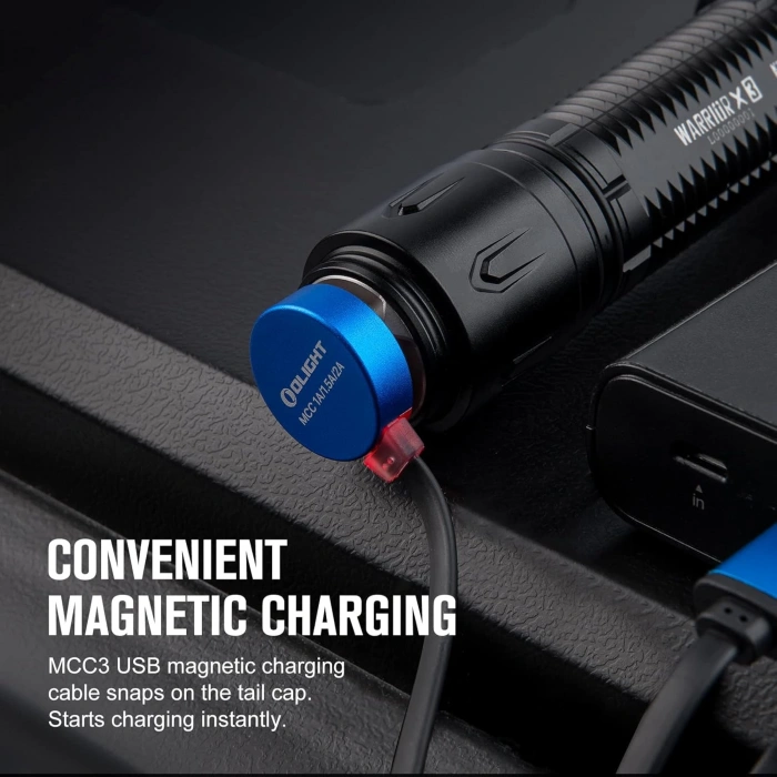 OLIGHT Warrior X 3 2500 Lumens Rechargeable Tactical Flashlight 560 Meters Beam Distance, High-Performance Magnetic Charging Flashlight with Dual Buttons for Outdoor Rescue, Hunting, Search