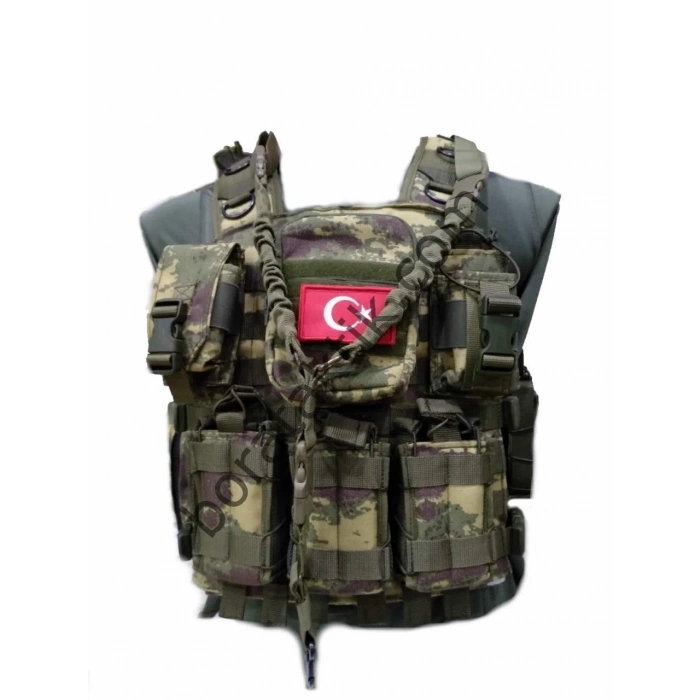 Özel Dikim 7B Hücum Yeleği Kamuflajlı HK33 Mpt76 MPT55 G3  (Plakalıklı)