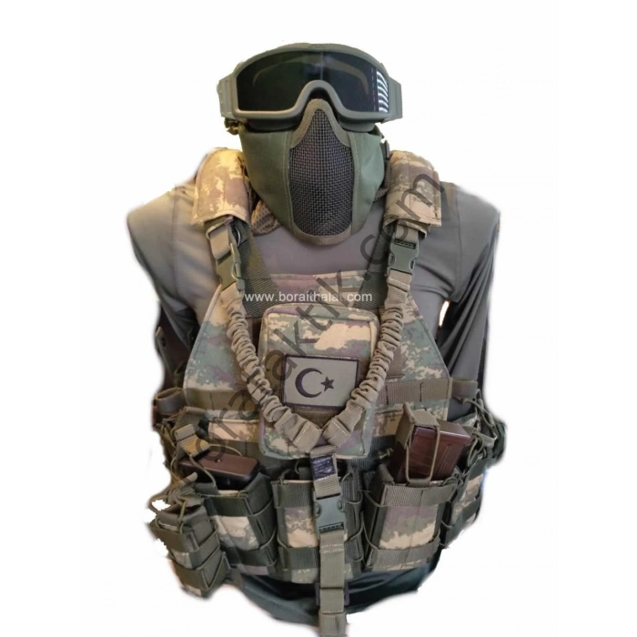 Özel Dikim Hücum Yeleği Kamuflajlı HK33 Mpt76 Ak47 (Plakalıklı)