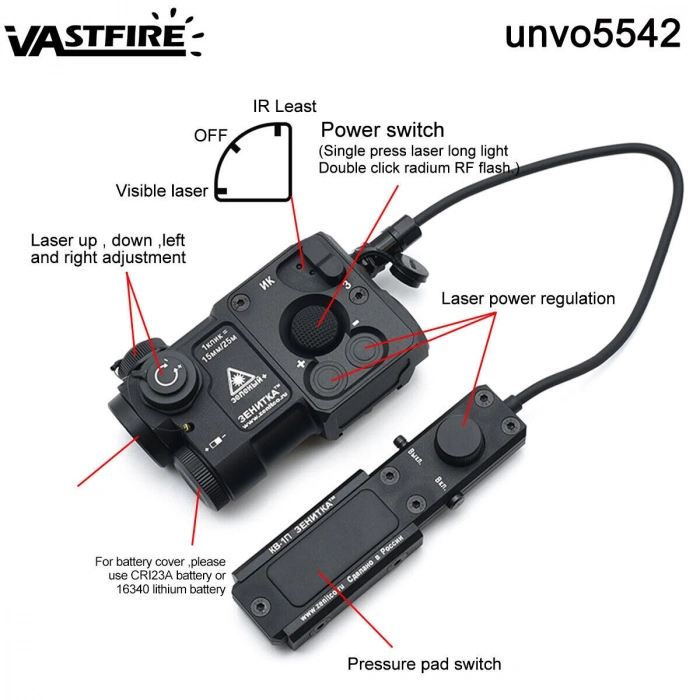 PERST-4 Metal Yeşil Lazer Kablolu Airsoft Combined Device (Green Laser & IR Function) - Black