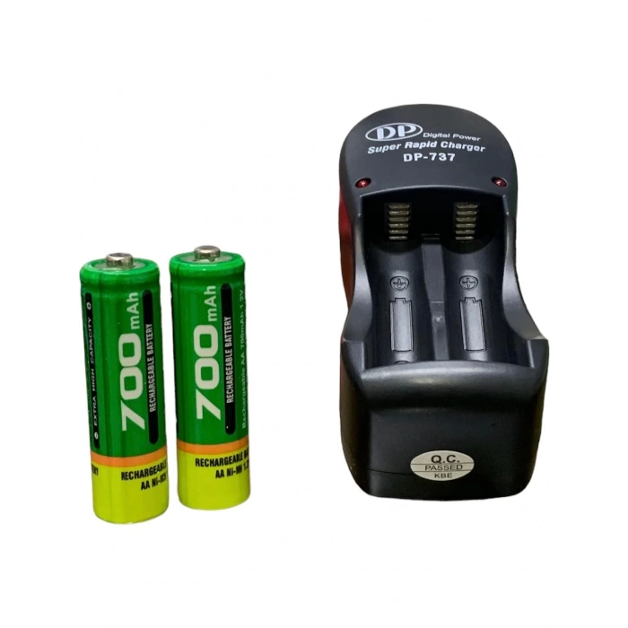 Battery Charger, Battery Charger 2-pack DP-737 Battery Charger (Aa/aaa/ni-Mh/ni-Cd) + 2 x 700 Mah Rechargeable Batteries Included