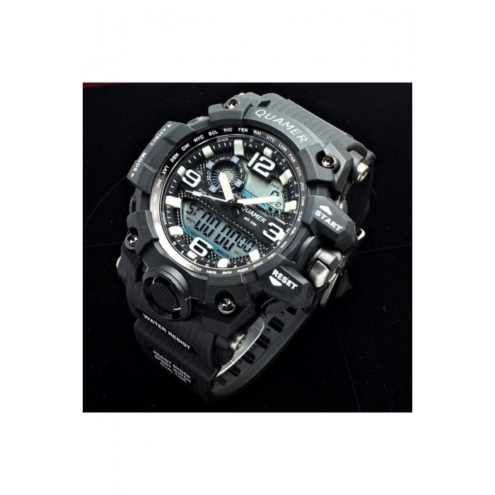 QUAMER Gshock Modeli Siyah Kol Saati Mens 50M Su Geçirmez SPOR MODEL