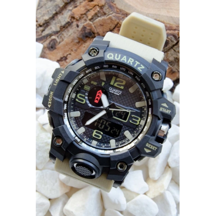 QUAMER Gshock Modeli Çöl Kamuflaj Kol Saati Mens 50M Su Geçirmez SPOR MODEL