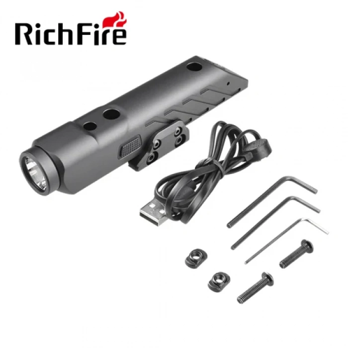 Richfire 1700 Lümen Tüfek Lazeri Yeşil + Fener Kombo Green Laser Light Laser Tactical Flashlight White Light Combo IP66 Waterproof Outdoor Light